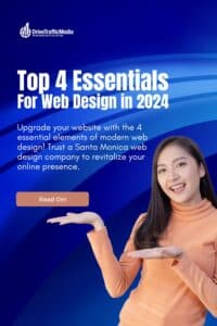 woman-pointing-on-the-blog-title-Top-4-Essentials-For-Web-Design-in-2024-Pinterest-Pin